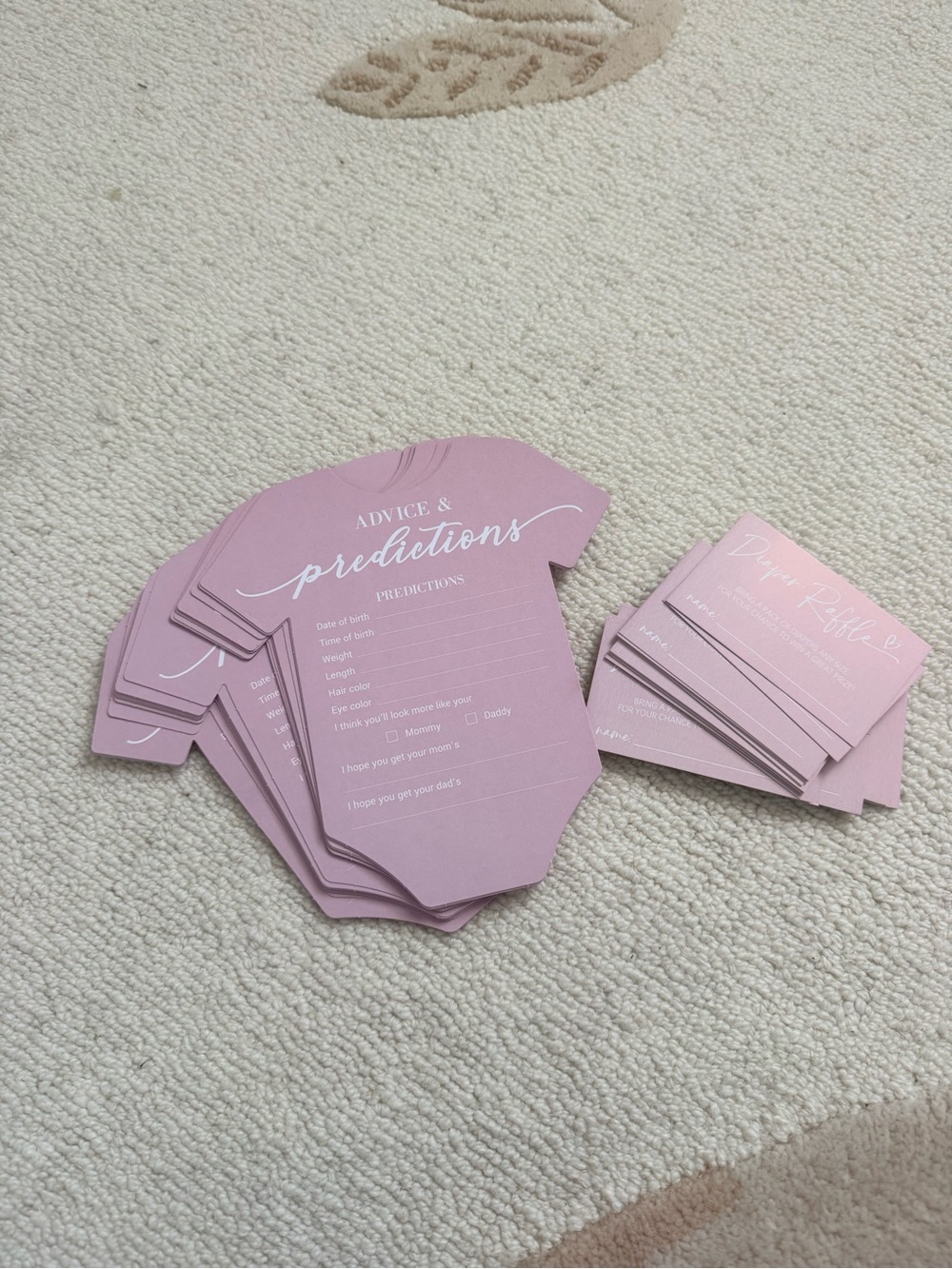 Predictions Pink Advice & Predictions Baby Shower Cards